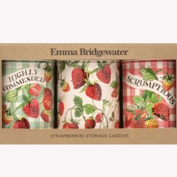 Emma Bridgewater set 3 bewaarblikken strawberries/aardbeien